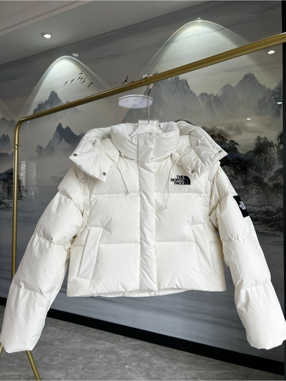 The North Face White Cropped Down Puffer Jacket